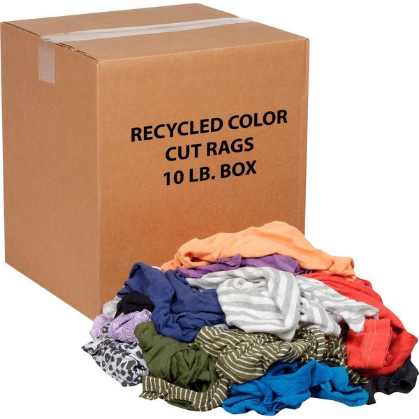 Global Industrial 10 Lb. Box Recycled Cut Rags, Mixed Colors 670224